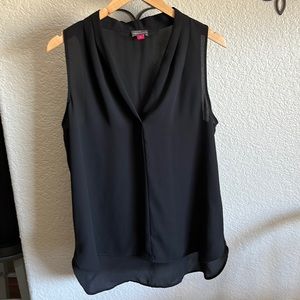EUC Vince Camuto v-neck sleeveless black blouse, size L